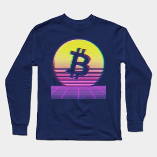 Bitcoin Retro Vaporwave Long Sleeve T-Shirt